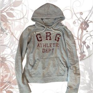 Vintage Garage Gray Hoodie with Red Lettering